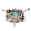 Retro Turquoise Leather Beaded Unisex Bracelet Set - Multi-Layer Pendant Design