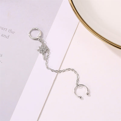 The New Star Tassel Long Earrings with Diamond Ear Cuff