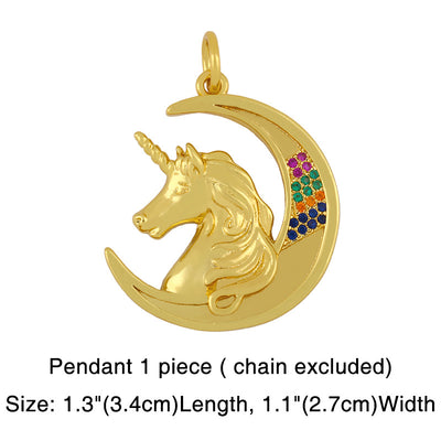 Creative Geometric Unicorn Pendant Chunky Chain Necklace