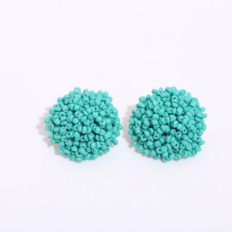 Bohemian Geometric Hand-Beaded Alloy Stud Earrings