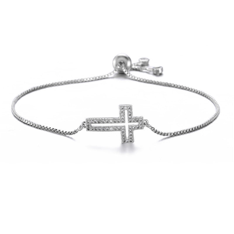 Hollow Geometric Cross Adjustable Bracelet - European and American Jewelry 2022 Collection