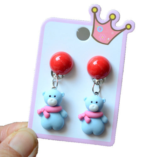 Acrylic Christmas Tree Snowman Elk Women's Ear Clips - Colorful Cartoon Design