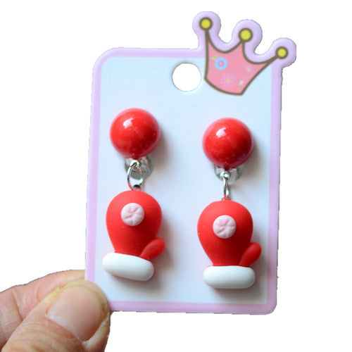 Fashion Christmas Reindeer Tassel Clip-On Earrings for Kids