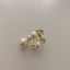 Sweet Flower Alloy Inlay Pearl and Diamond Geometric Open Ring for Women