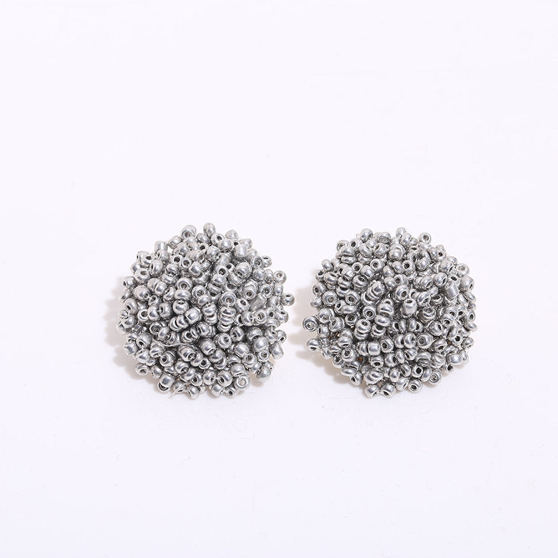 Bohemian Geometric Hand-Beaded Alloy Stud Earrings