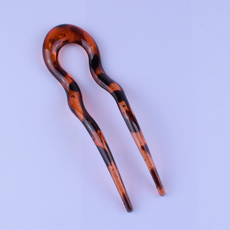 Women's U-Shape Resin Leopard Print Hairpin Comb