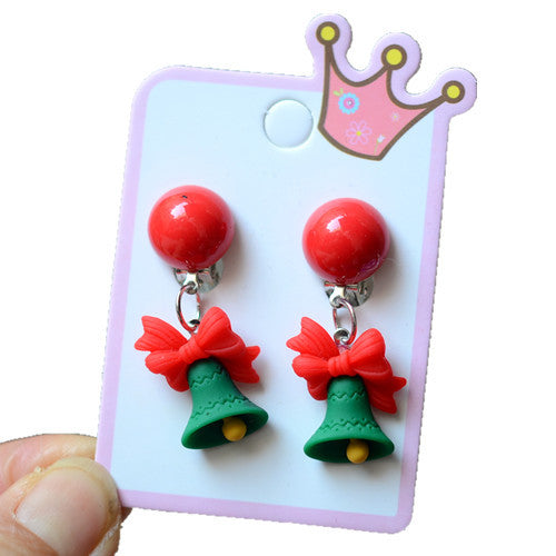 Fashion Christmas Reindeer Tassel Clip-On Earrings for Kids