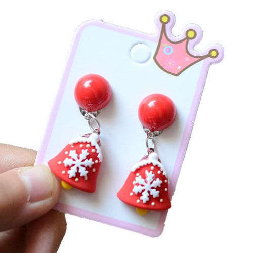 Fashion Christmas Reindeer Tassel Clip-On Earrings for Kids