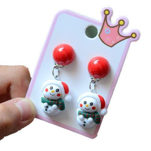 Fashion Christmas Reindeer Tassel Clip-On Earrings for Kids