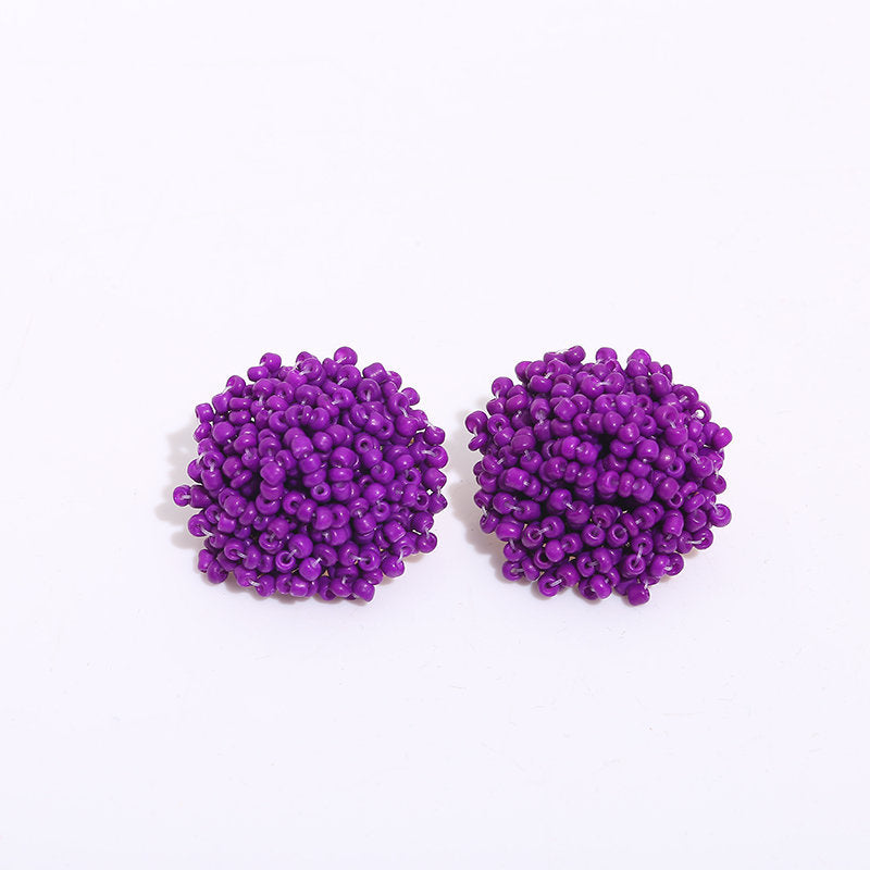 Bohemian Geometric Hand-Beaded Alloy Stud Earrings