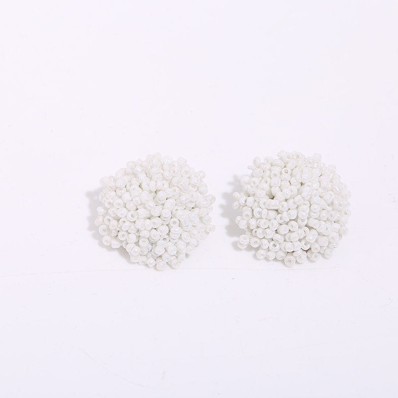 Bohemian Geometric Hand-Beaded Alloy Stud Earrings