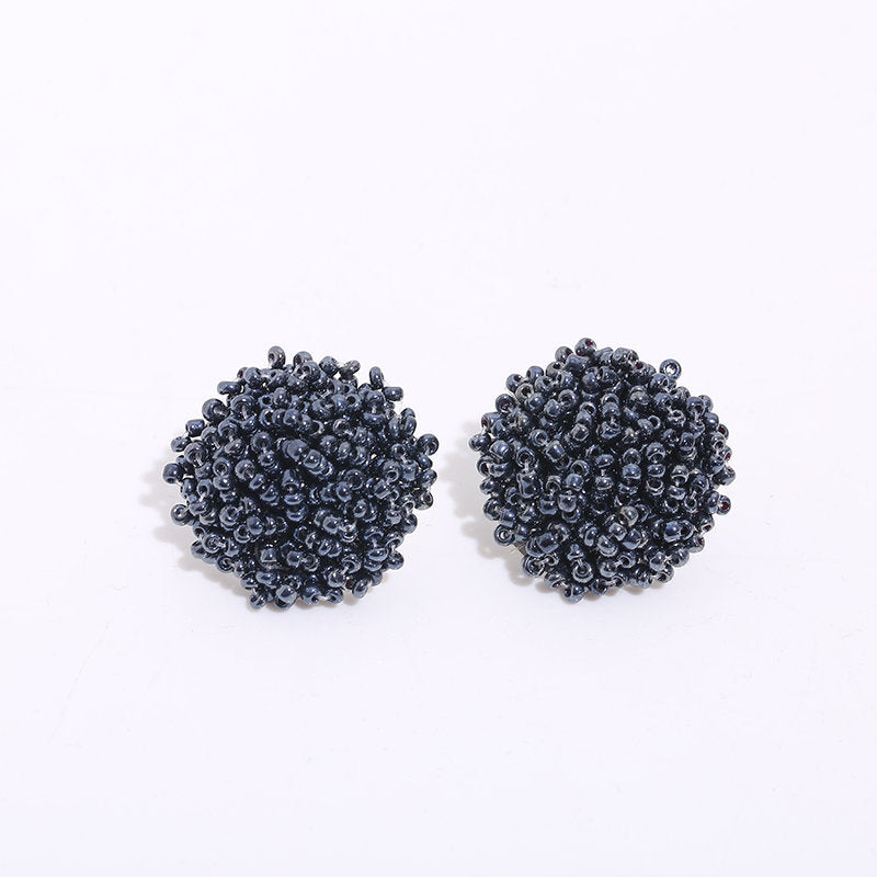 Bohemian Geometric Hand-Beaded Alloy Stud Earrings