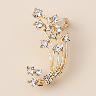 Sweet Simple Floral Alloy Rhinestone Women's Ear Cuff Earrings