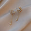 Diamond Tassel Pearl Moon Fishtail Earrings