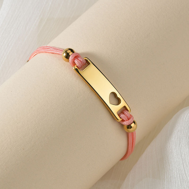 Fashion Stainless Steel Personalized Engraved Bracelets with Colorful Handmade Braided Cord