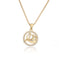 14K Gold Plated Zodiac Sign Pendant Necklace with Copper Micro Inlay and Hollow Constellation Design