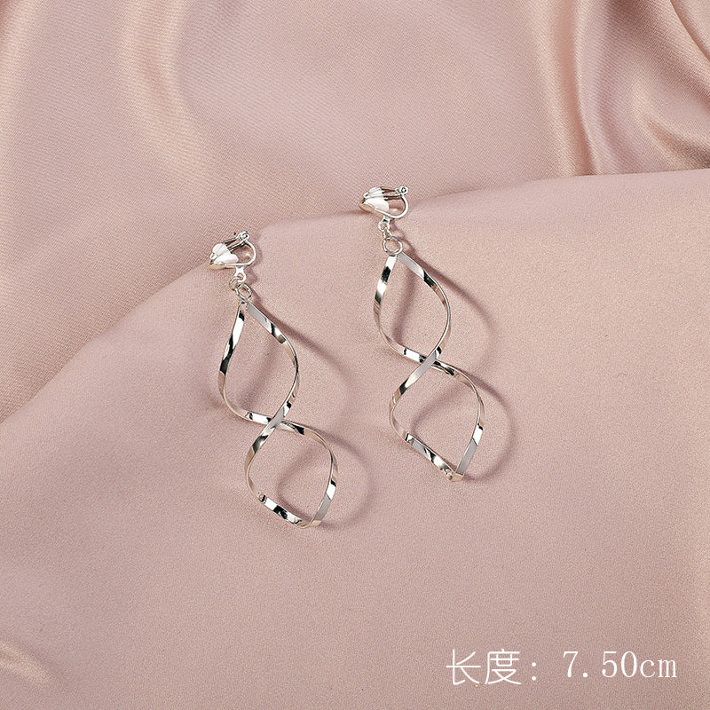 1 Pair Elegant Moon Heart Flower Rhinestone Pearl Women's Ear Clips