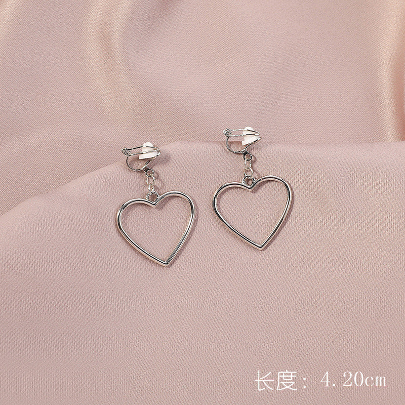 1 Pair Elegant Moon Heart Flower Rhinestone Pearl Women's Ear Clips