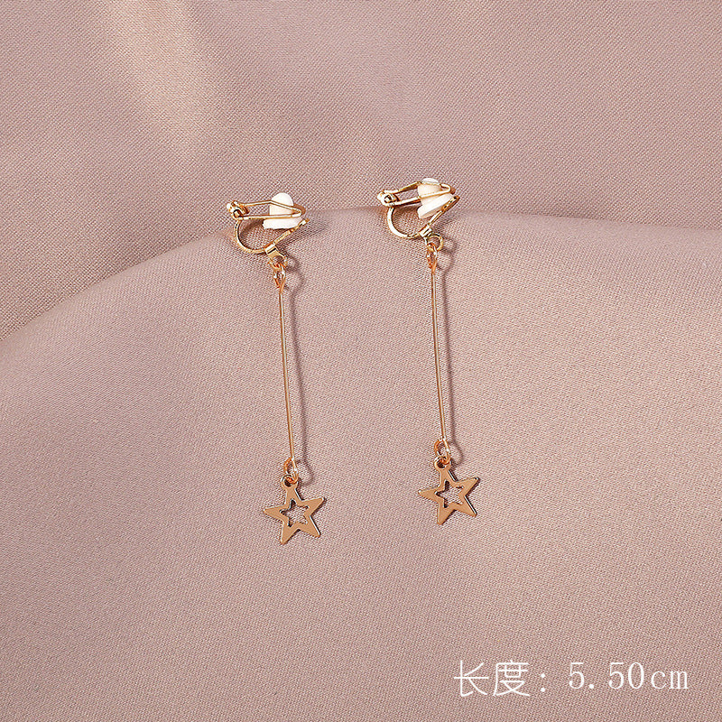 1 Pair Elegant Moon Heart Flower Rhinestone Pearl Women's Ear Clips