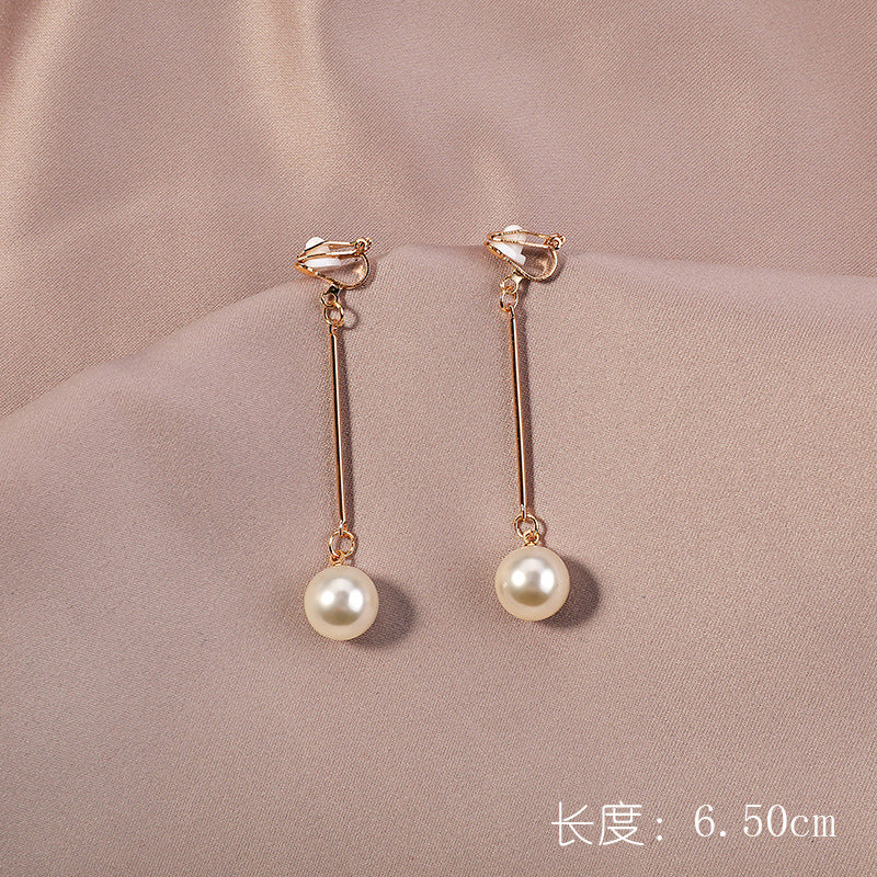 1 Pair Elegant Moon Heart Flower Rhinestone Pearl Women's Ear Clips