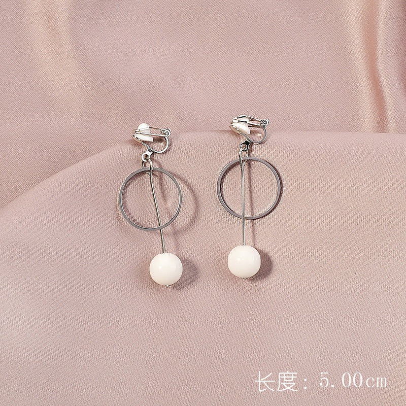 1 Pair Elegant Moon Heart Flower Rhinestone Pearl Women's Ear Clips