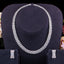 Luxurious Bridal Jewelry Set with Quadrilateral Artificial Gemstones and AAA Zirconia Necklace and Earrings, 14k Gold and Rhodium Plated