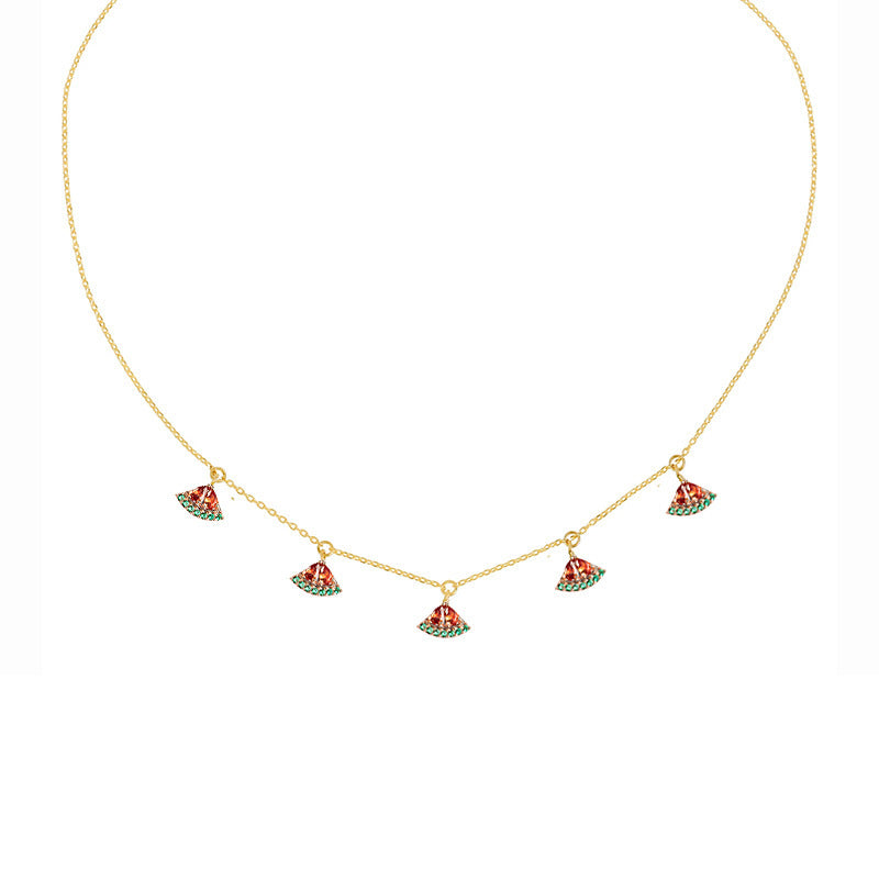 18K Gold Plated Colorful Zircon Fruit Pendant Necklace