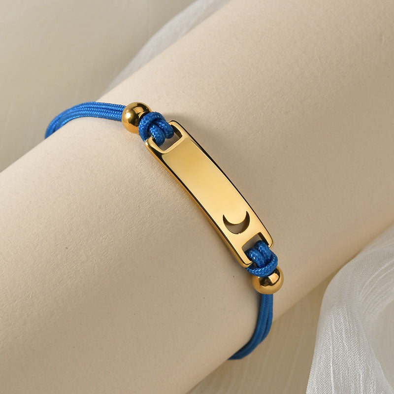 Fashion Stainless Steel Personalized Engraved Bracelets with Colorful Handmade Braided Cord