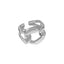 Korean Minimalist Wide Chain S925 Sterling Silver Openwork Ring for Women