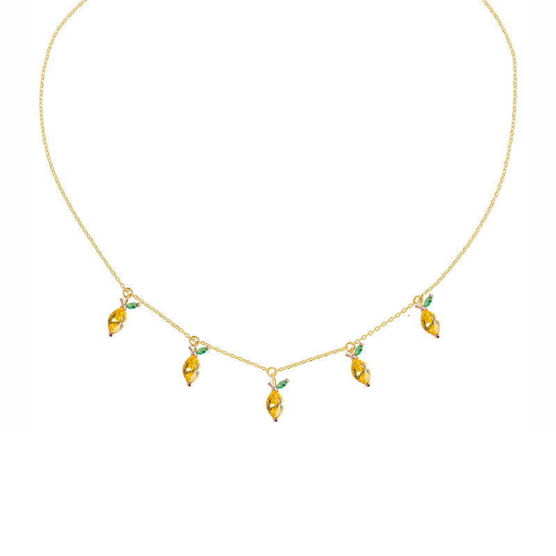 18K Gold Plated Colorful Zircon Fruit Pendant Necklace