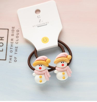 Fashion Cartoon Character Acrylic Hair Tie Set for Kids - Santa Claus Design