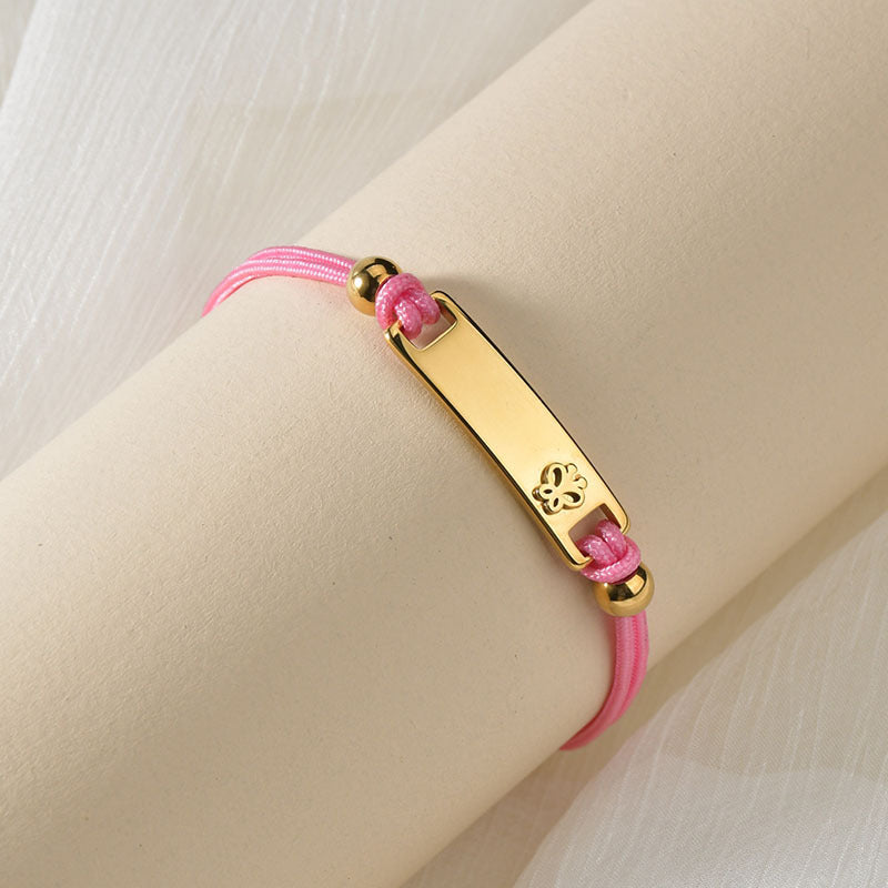 Fashion Stainless Steel Personalized Engraved Bracelets with Colorful Handmade Braided Cord