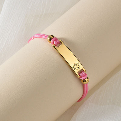 Fashion Stainless Steel Personalized Engraved Bracelets with Colorful Handmade Braided Cord