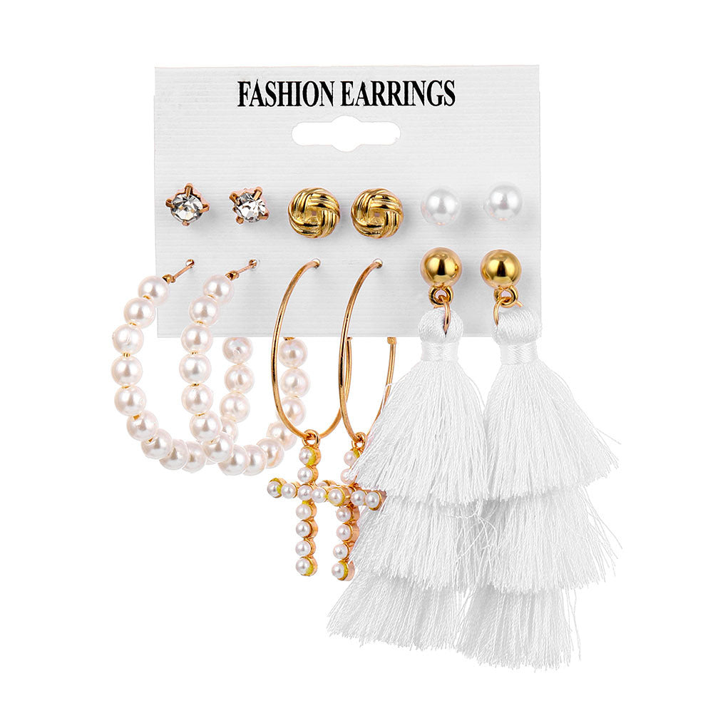 Fashion Geometric Tassel Butterfly Alloy Inlay Artificial Pearls Rhinestones Earrings