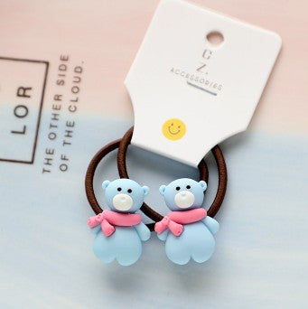 Fashion Cartoon Character Acrylic Hair Tie Set for Kids - Santa Claus Design