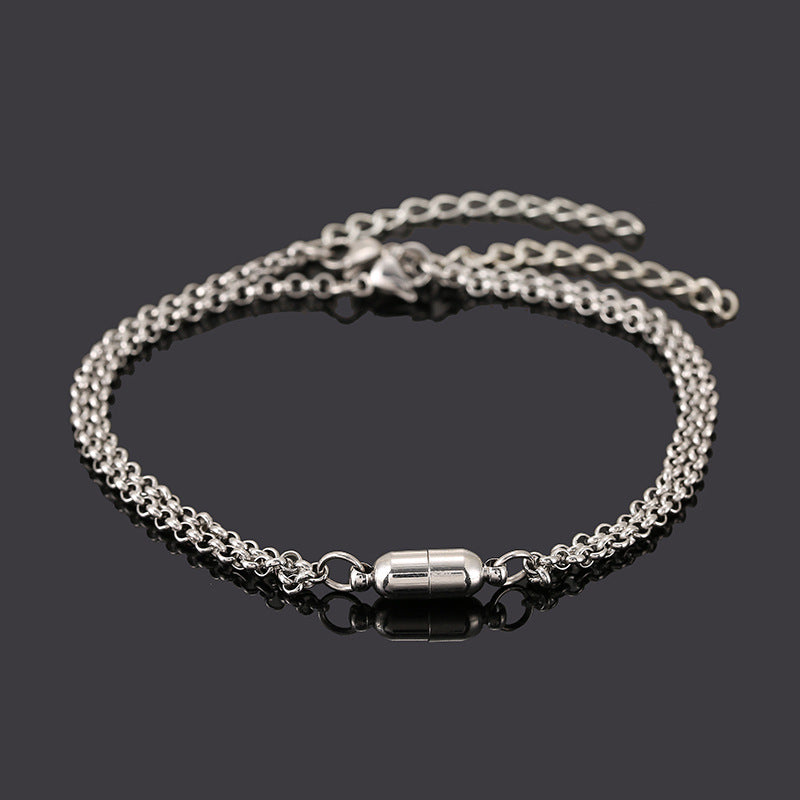 Stainless Steel Magnetic Couple Bracelet Set - Wholesale Jewelry