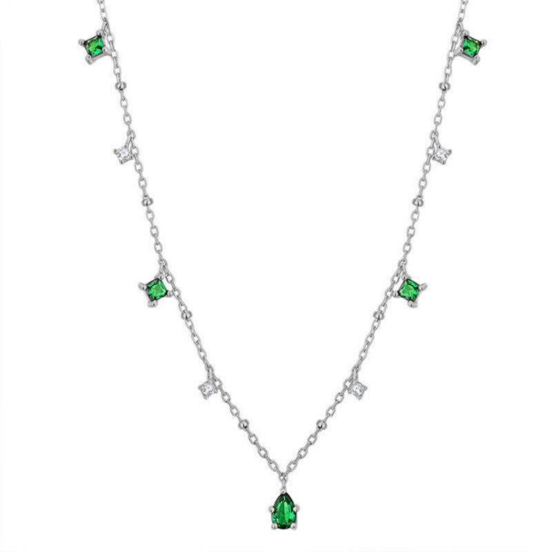 Vintage Emerald Gold-Plated Clavicle Chain Necklace in S925 Silver