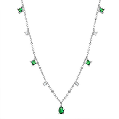 Vintage Emerald Gold-Plated Clavicle Chain Necklace in S925 Silver