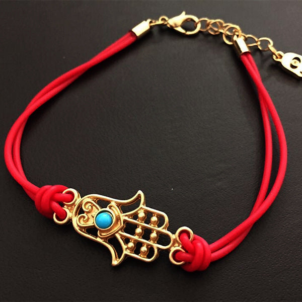 Fatima's Hand Braided Alloy Bracelet with Eye Design