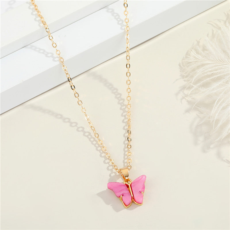 Fashion Resin Butterfly Pendant Necklace for Women