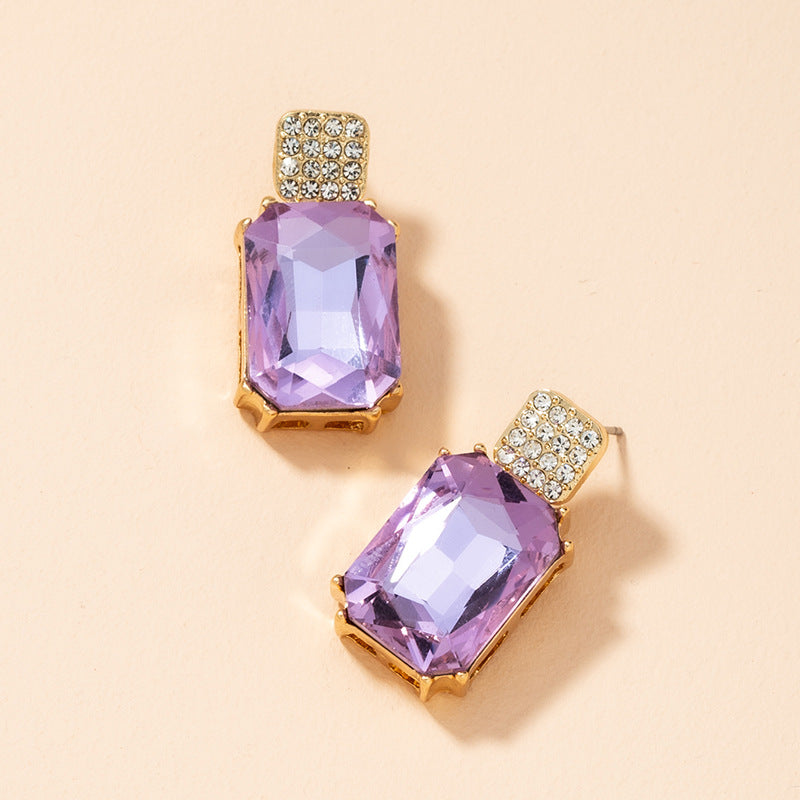 New Fashion Vintage Purple Crystal Stud Earrings for Women