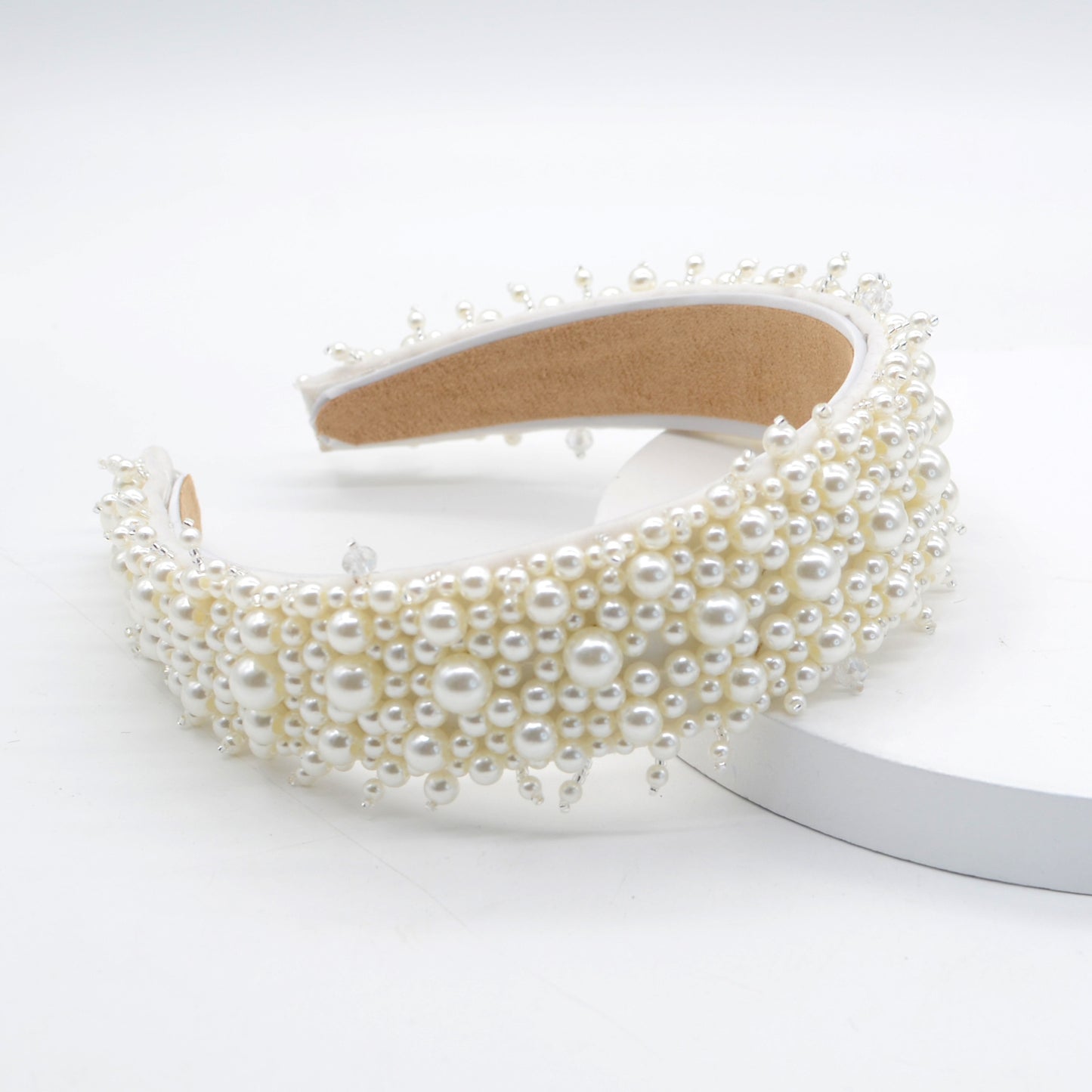 Baroque Rhinestone Pearl Flannel Hairband for Parties and Catwalks