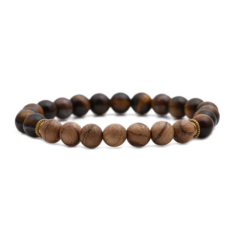 Fashion Geometric Beaded Bracelet with Wood and Stone Elements