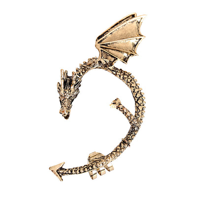 Gothic Punk Dragon Ear Cuff with Artificial Gemstones for Women