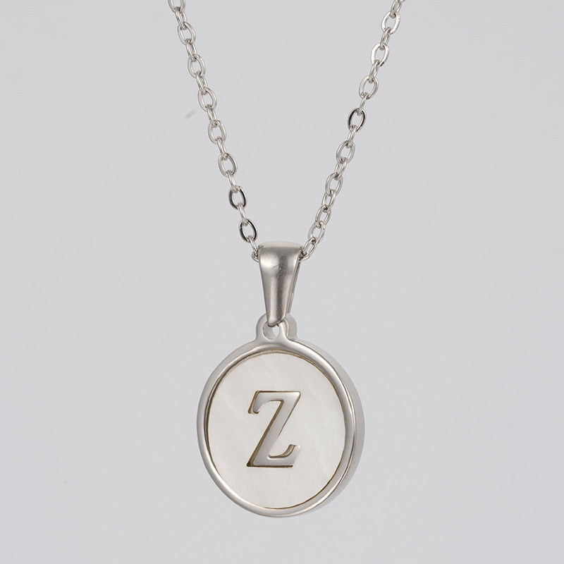 Simple Style Letter Stainless Steel Pendant Necklace Polishing Plating Shell Stainless Steel Necklaces