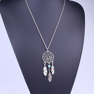 Bohemian Dreamcatcher Feather Alloy Inlay Resin Unisex Pendant Necklace