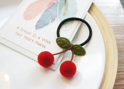 Korean Cute Cherry Hair Ring and Hair Clip Set for Kids