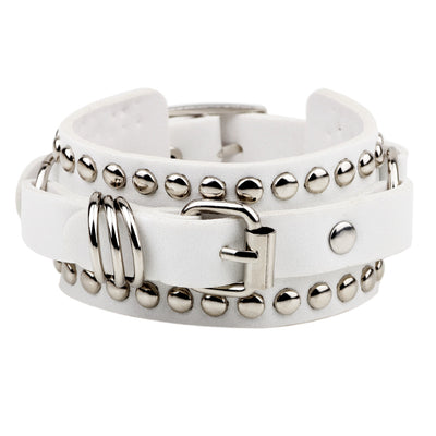 Retro Punk Style Alloy Buckle Unisex Leather Bracelet