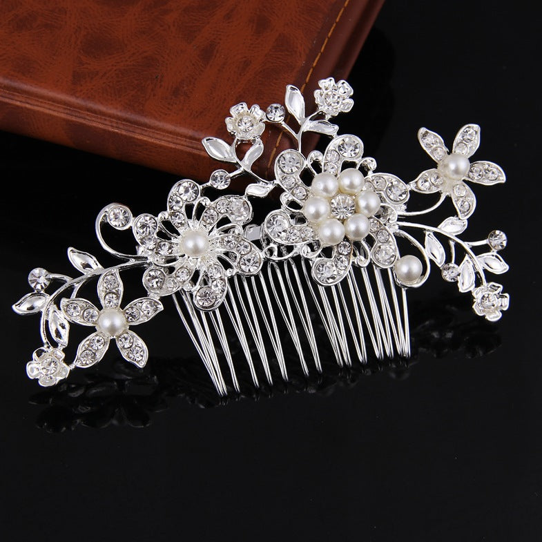 Women's Floral Alloy Hair Comb with Rhinestone and Pearl Bridal Accessory