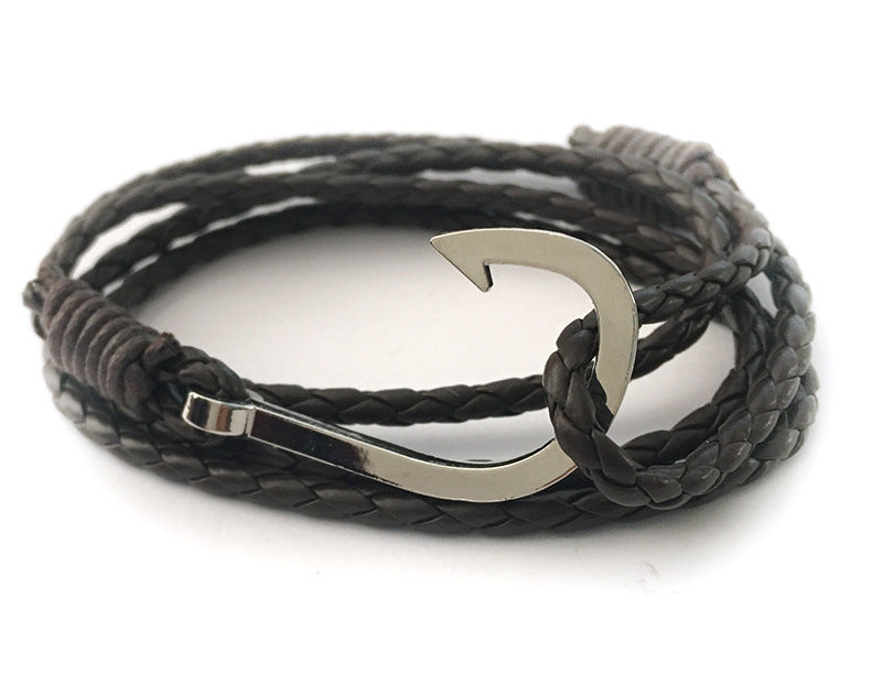 Geometric Alloy Rope & Multi-Layer Leather Anchor Bracelets for Women